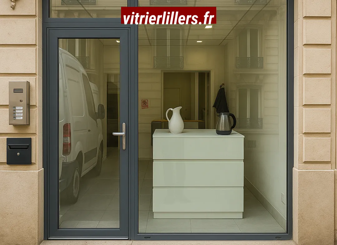 Façade vitrine de magasin en aluminium sur mesure à Lillers